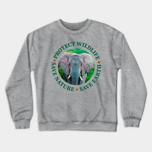 Wildlife Conservation Earth Day Elephants Crewneck Sweatshirt